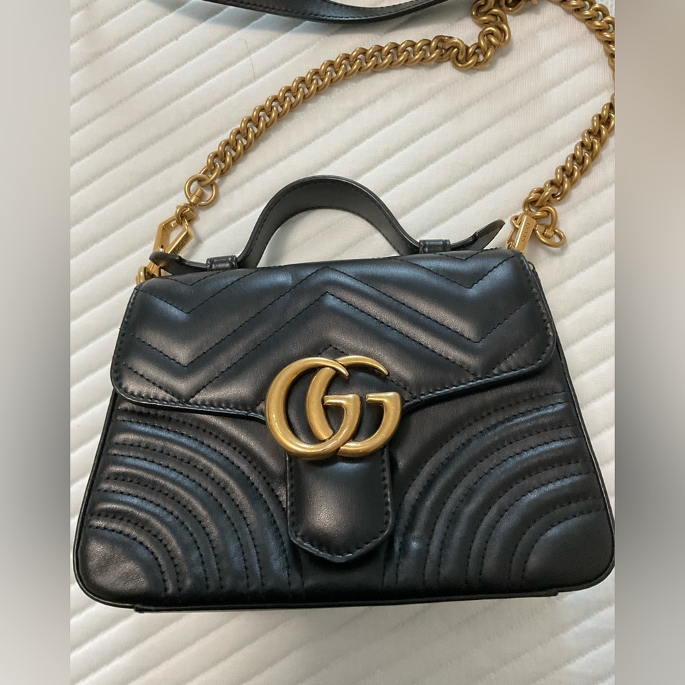 Gucci GG Marmont mini top handle bag black